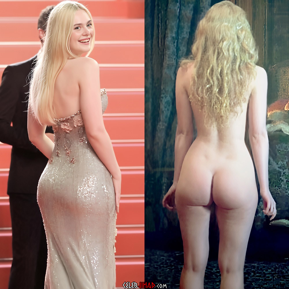 Elle Fanning nua em cena mostrando a bunda